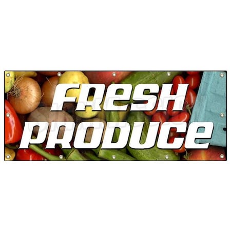 Signmission FRESH PRODUCE BANNER SIGN stand farmers market signs fruit vegetables B-120 Fresh Produce